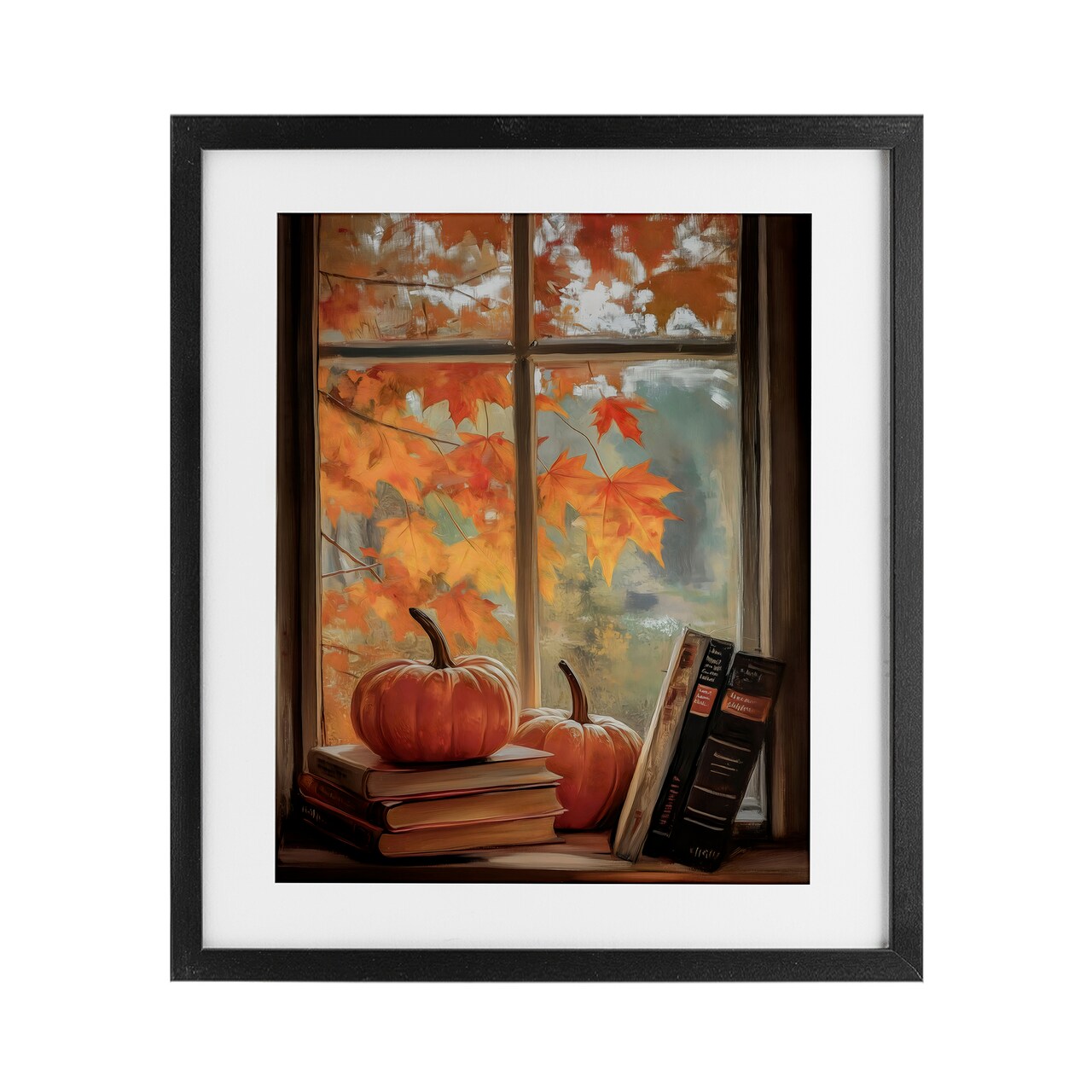 Stupell Industries Cozy Fall Window Books Framed Print Under Glass, design by Arlington Prints